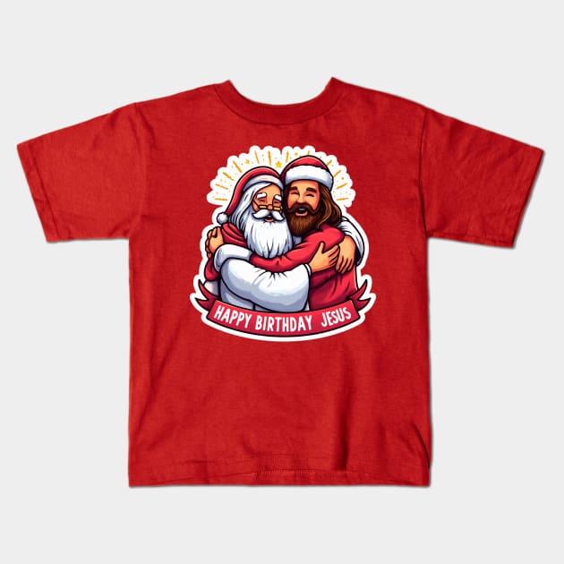Happy Birthday Jesus Kids T-Shirt by Plushism